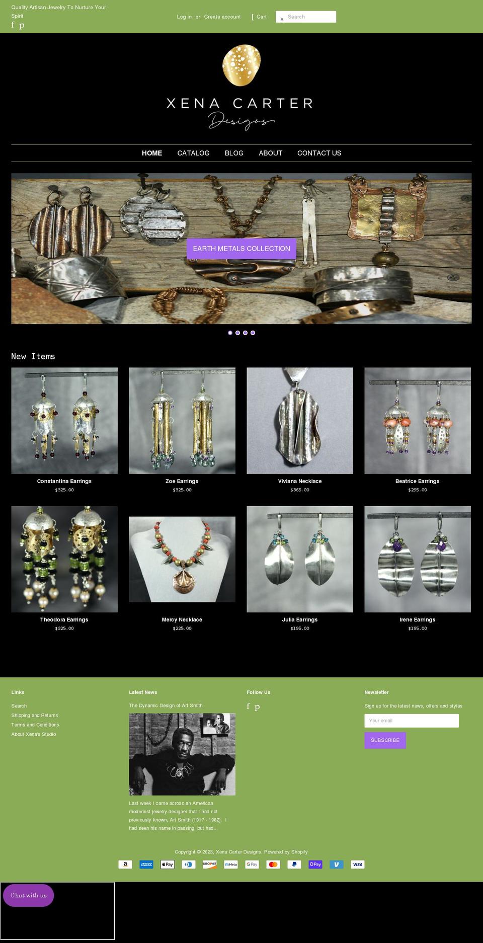 xenacarterdesigns.com shopify website screenshot