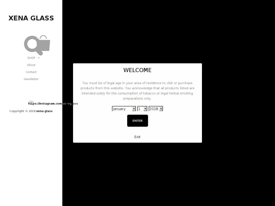 xenaglass.com — Shopify storefront screenshot