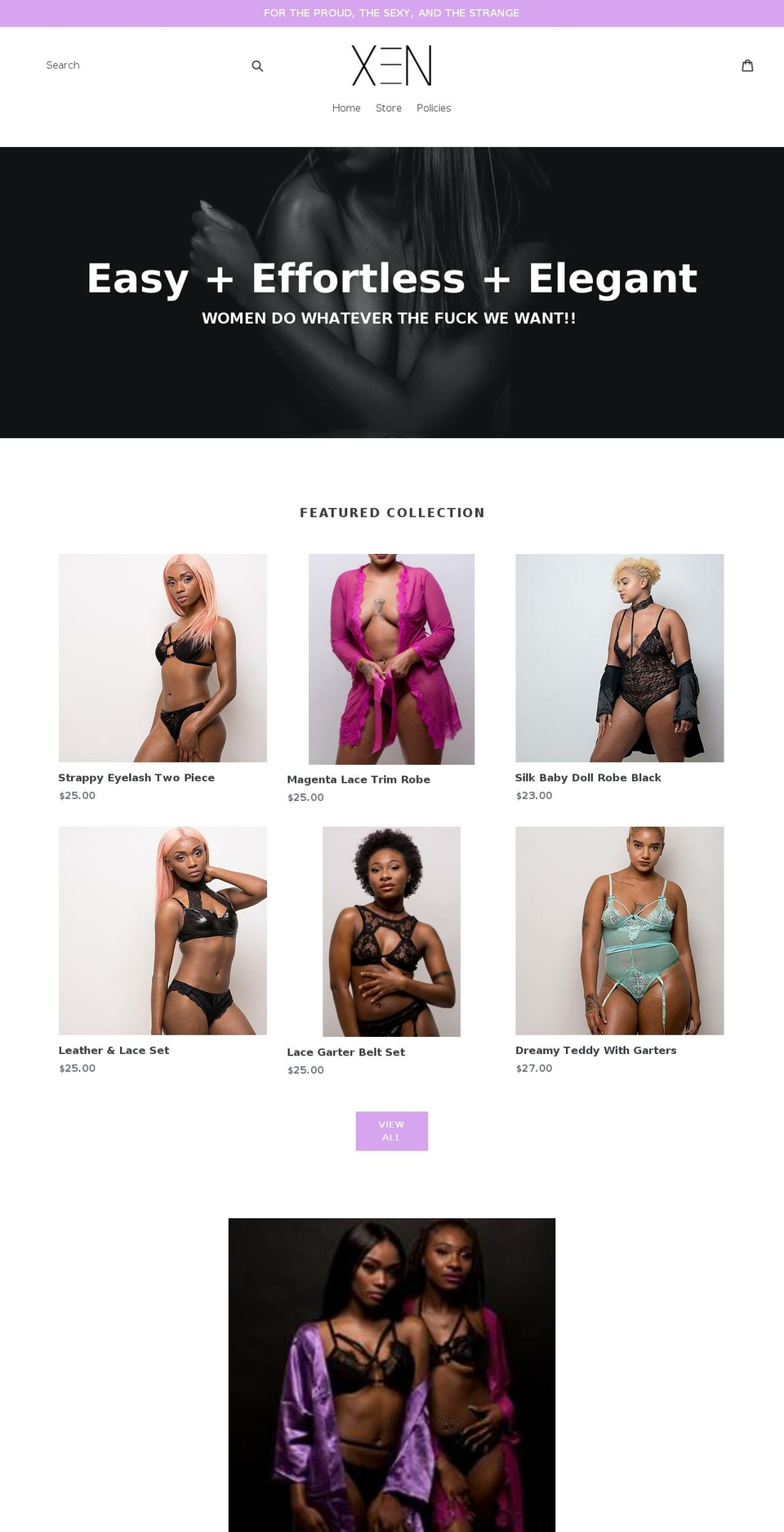 xenlingerie.com — Shopify storefront screenshot