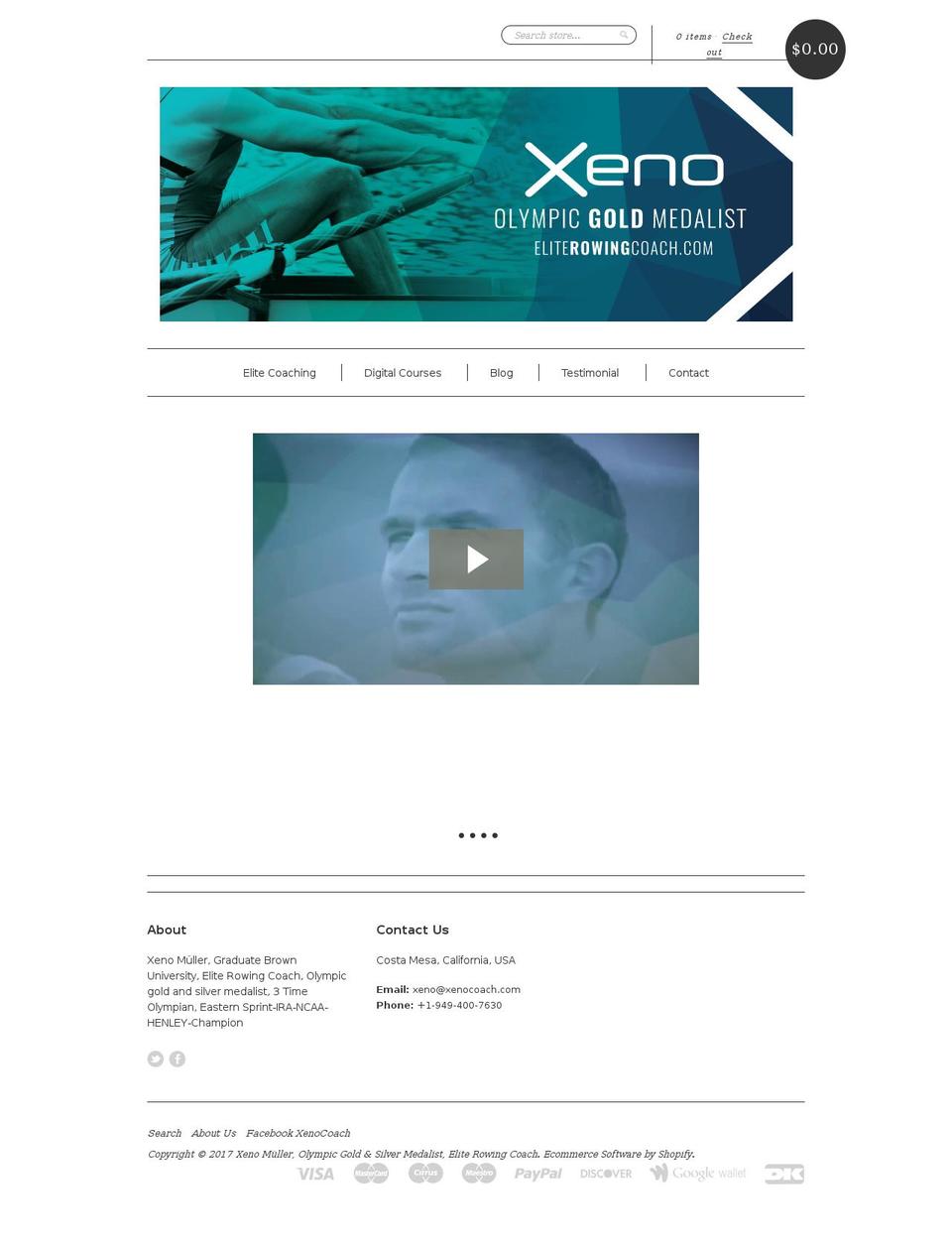 xenorowingcoach.com shopify website screenshot