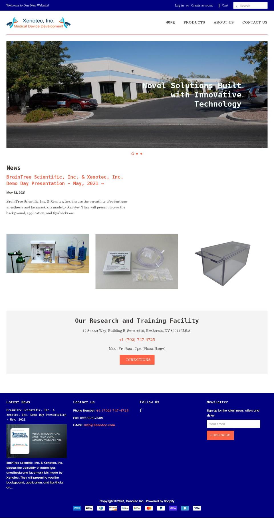 xenotec.com shopify website screenshot