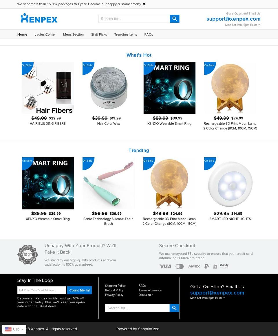 xenpex.com shopify website screenshot