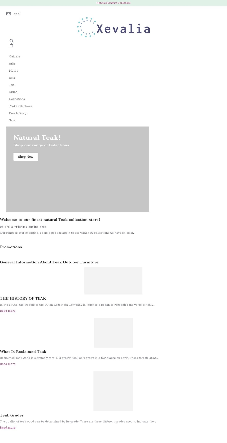xevalia.com shopify website screenshot