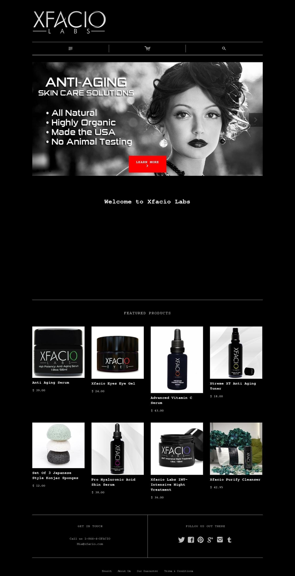 xfacio-labs.com — Shopify storefront screenshot