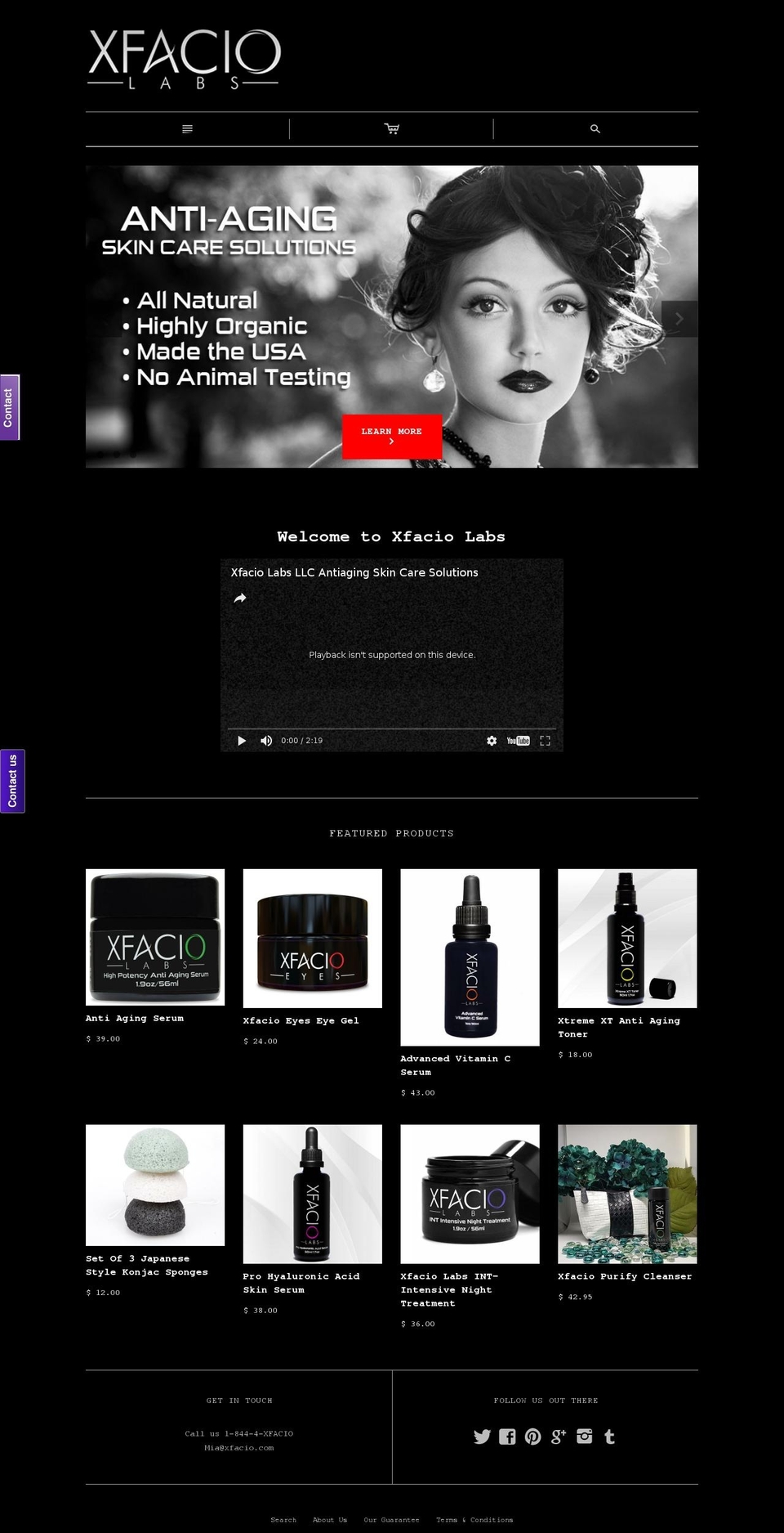 xfacio.net shopify website screenshot