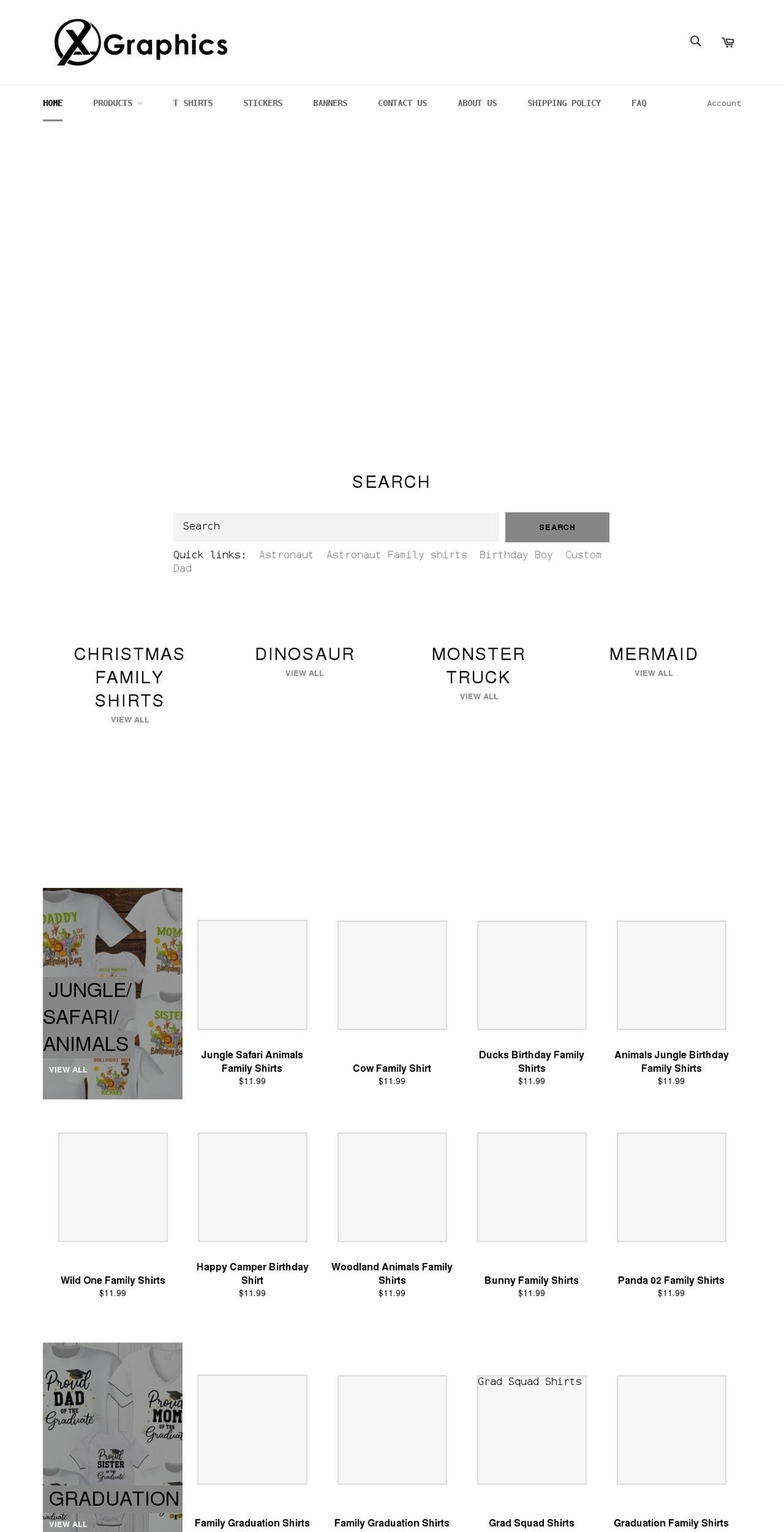 xgraphicsshirts.com shopify website screenshot