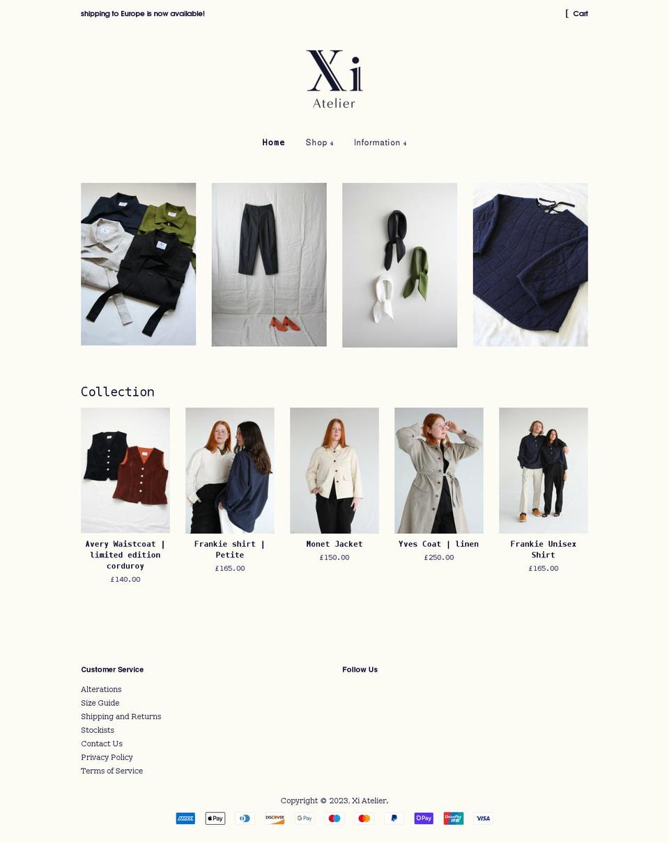 xiatelier.com shopify website screenshot