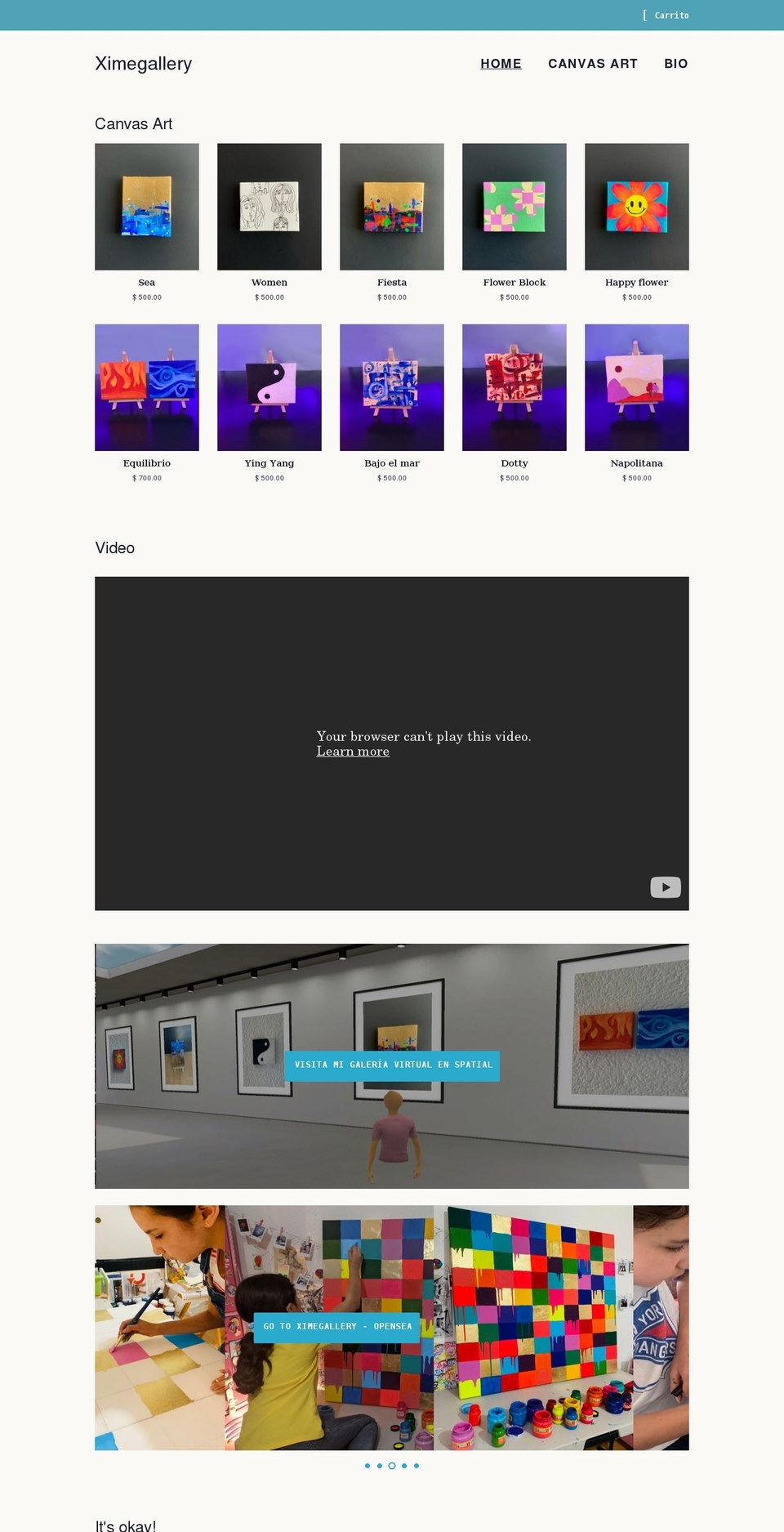 ximegallery.com shopify website screenshot