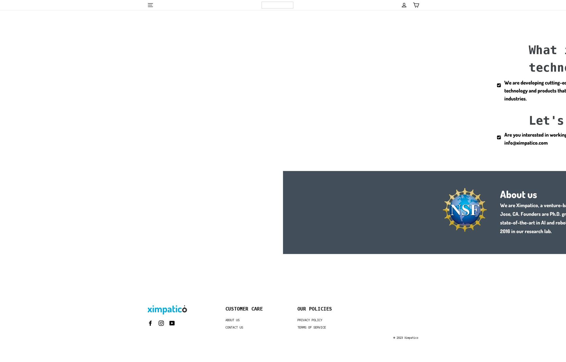 ximpatico.com shopify website screenshot