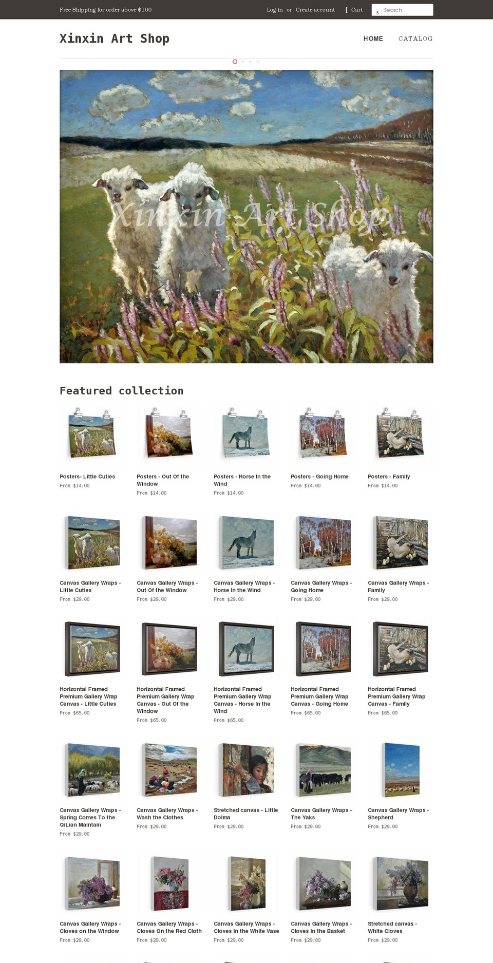 xinxinartshop.com shopify website screenshot