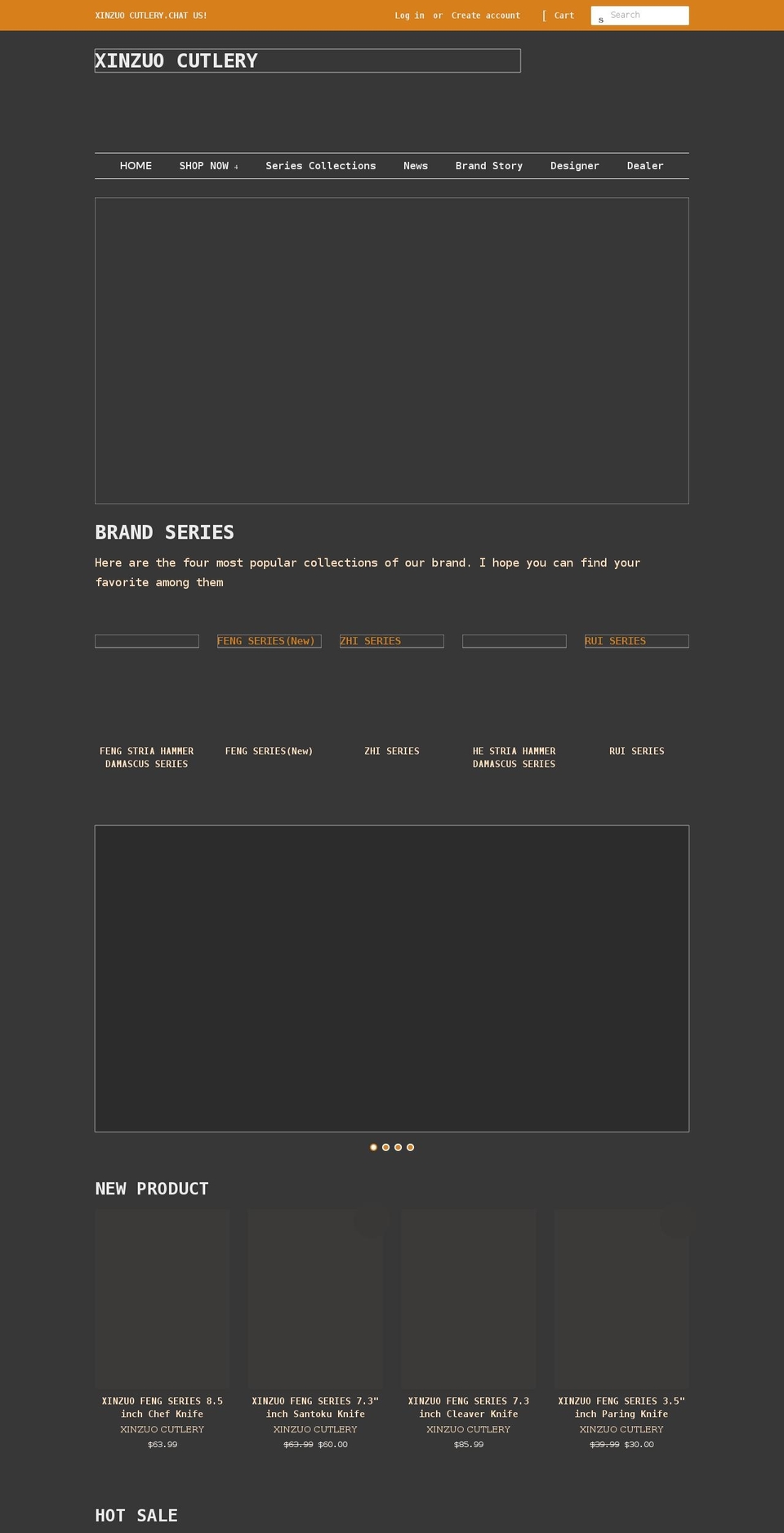 xinzuocutlery.com shopify website screenshot