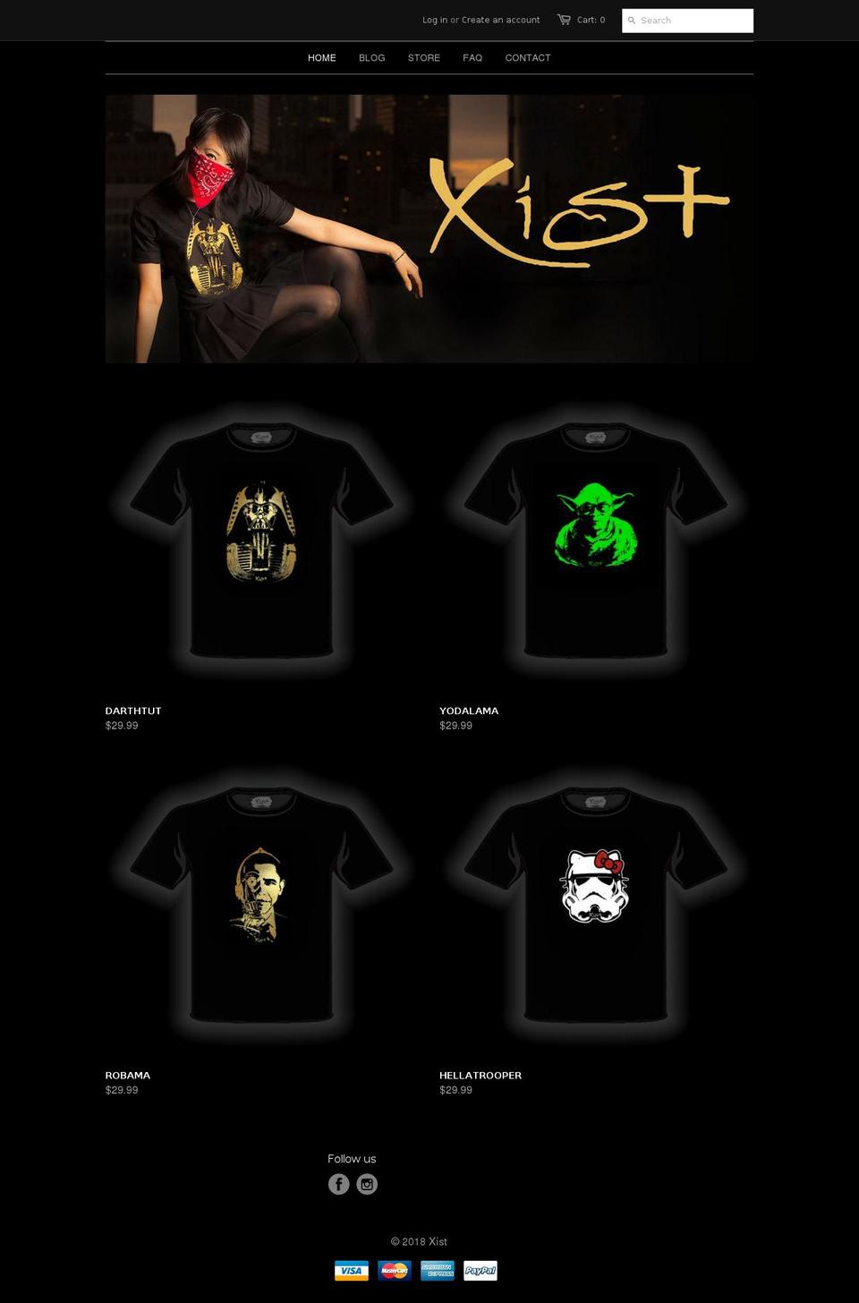 xistxistxist.com — Shopify storefront screenshot