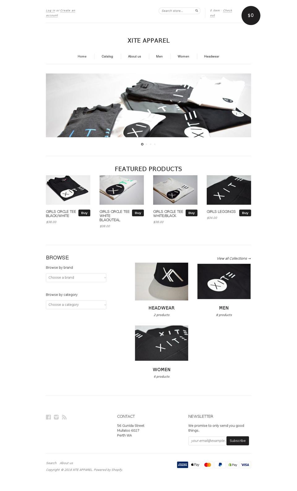 xiteapparel.com shopify website screenshot
