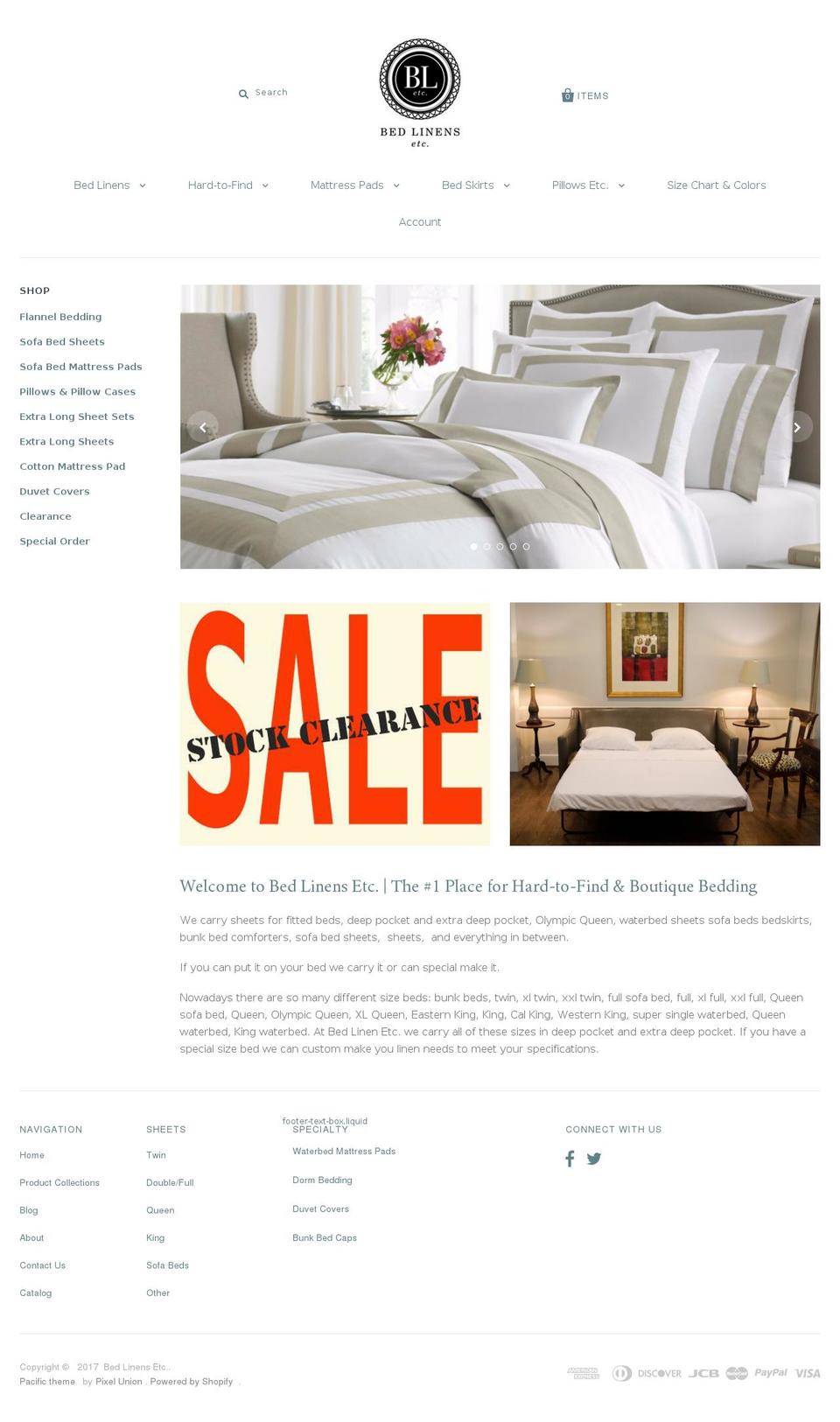 xlbedsheets.com shopify website screenshot