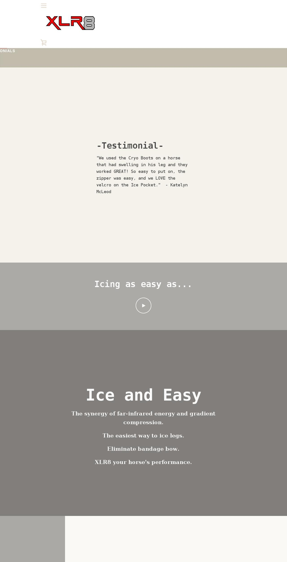 xlr8equine.com shopify website screenshot