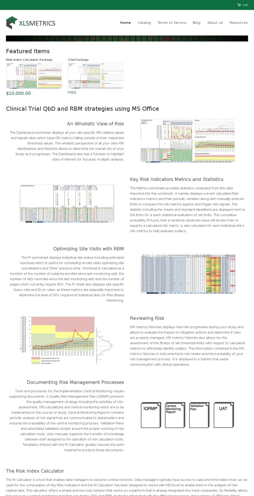 xlsmetrics.com shopify website screenshot