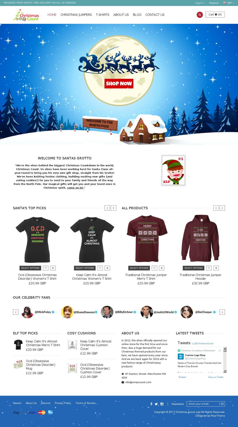 xmascount.com shopify website screenshot