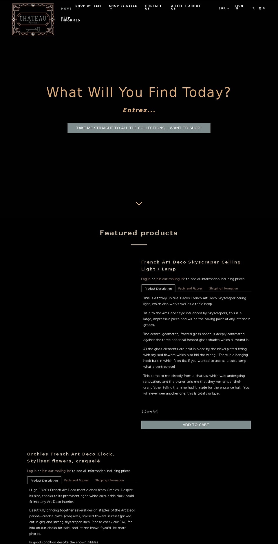 xn--chteauantiquits-4jb5k.com — Shopify storefront screenshot