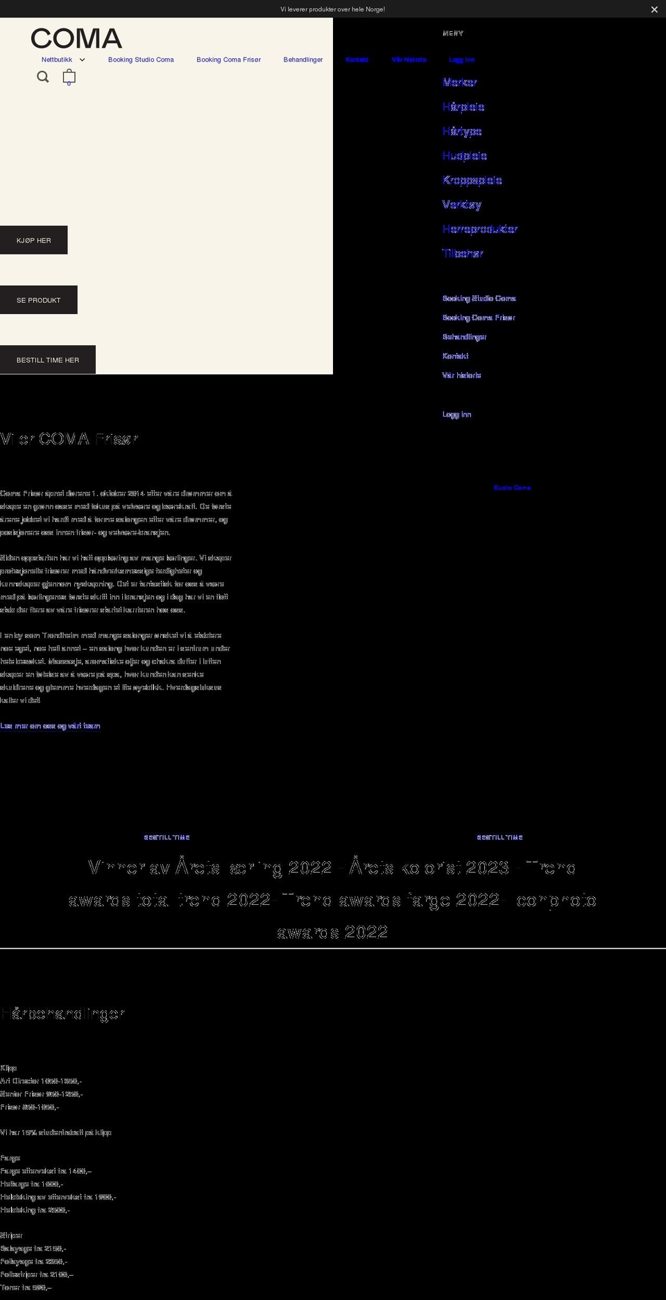 xn--comafrisr-s8a.no shopify website screenshot