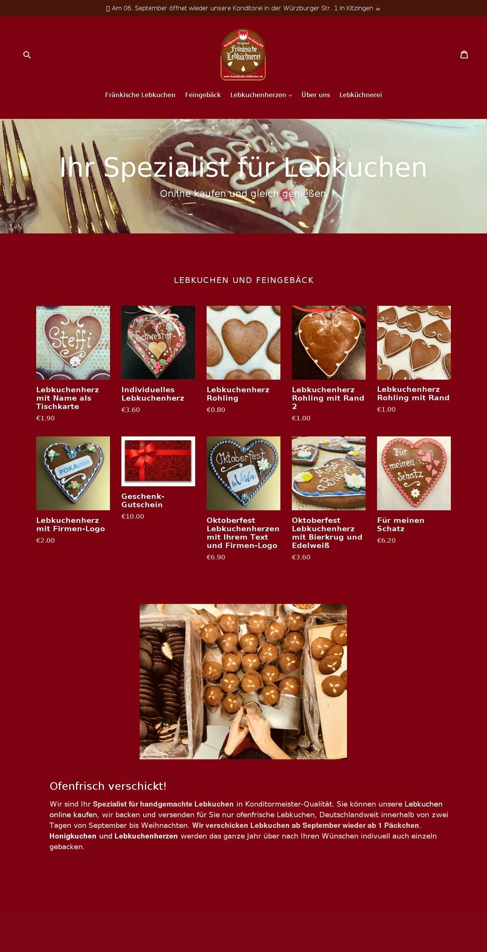 xn--frnkische-lebkuchen-hwb.de shopify website screenshot