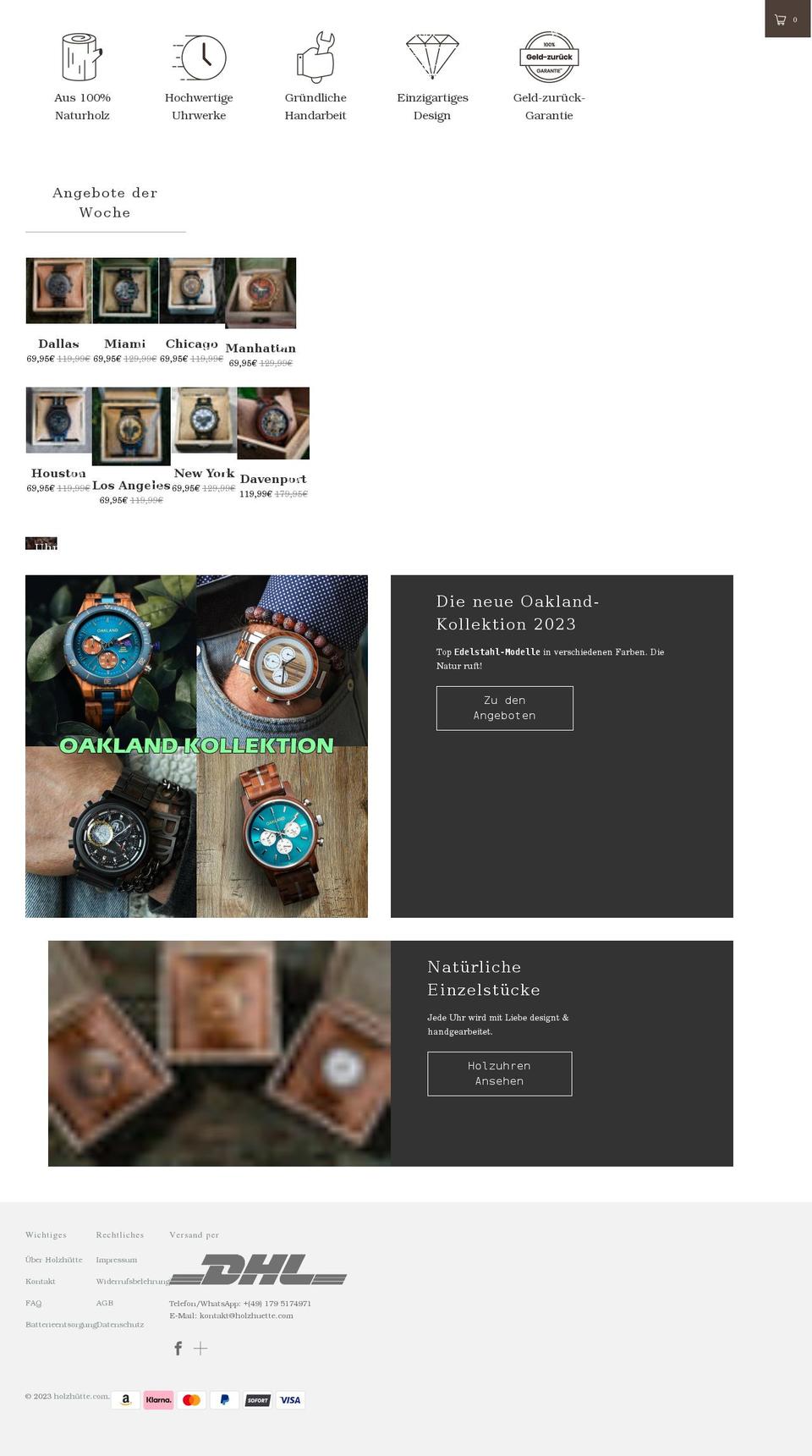 xn--holzhtte-b6a.com shopify website screenshot