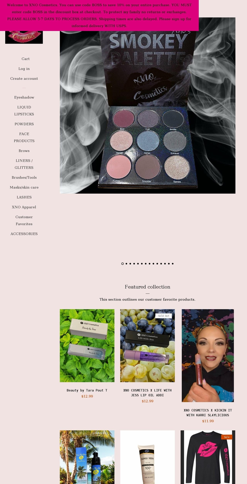 xnocosmetics.com shopify website screenshot