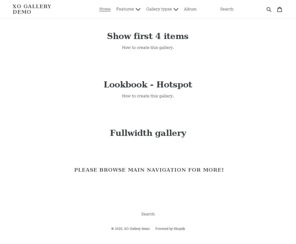 xo-gallery.myshopify.com shopify website screenshot