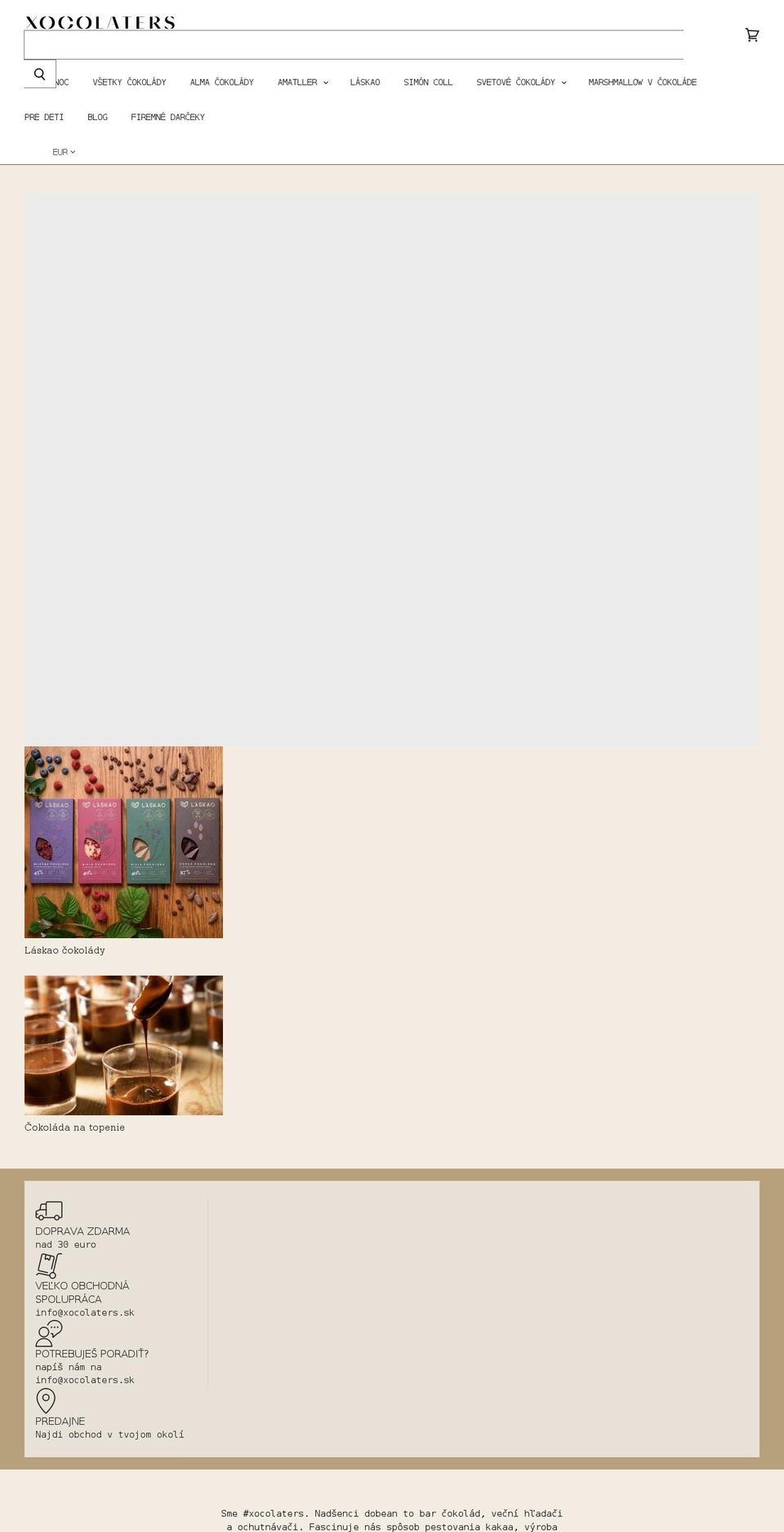 xocolaters.sk shopify website screenshot