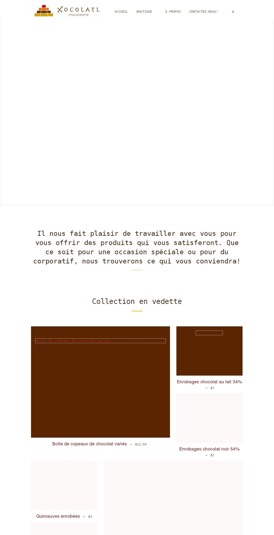 xocolatl.ca shopify website screenshot