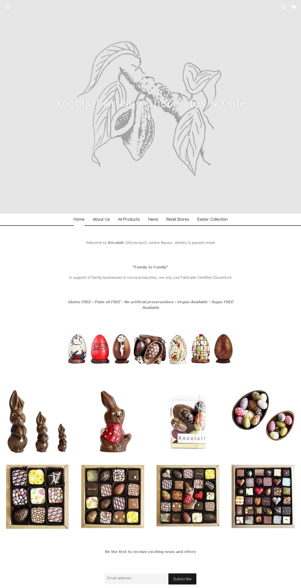 Cascade Shopify theme site example xocolatl.com.au