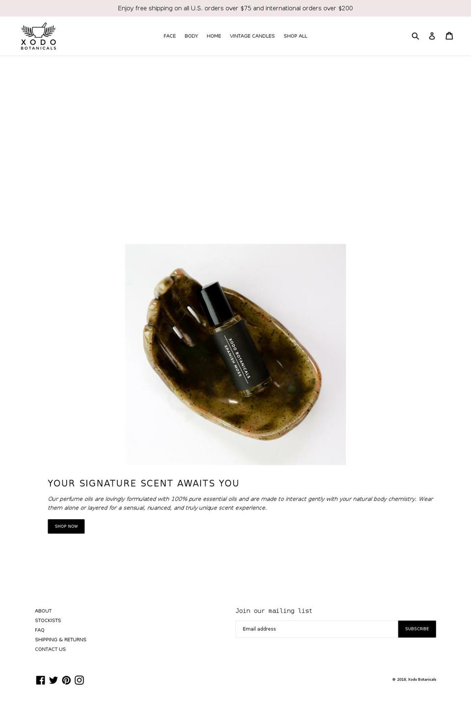 xodobotanicals.com — Shopify storefront screenshot