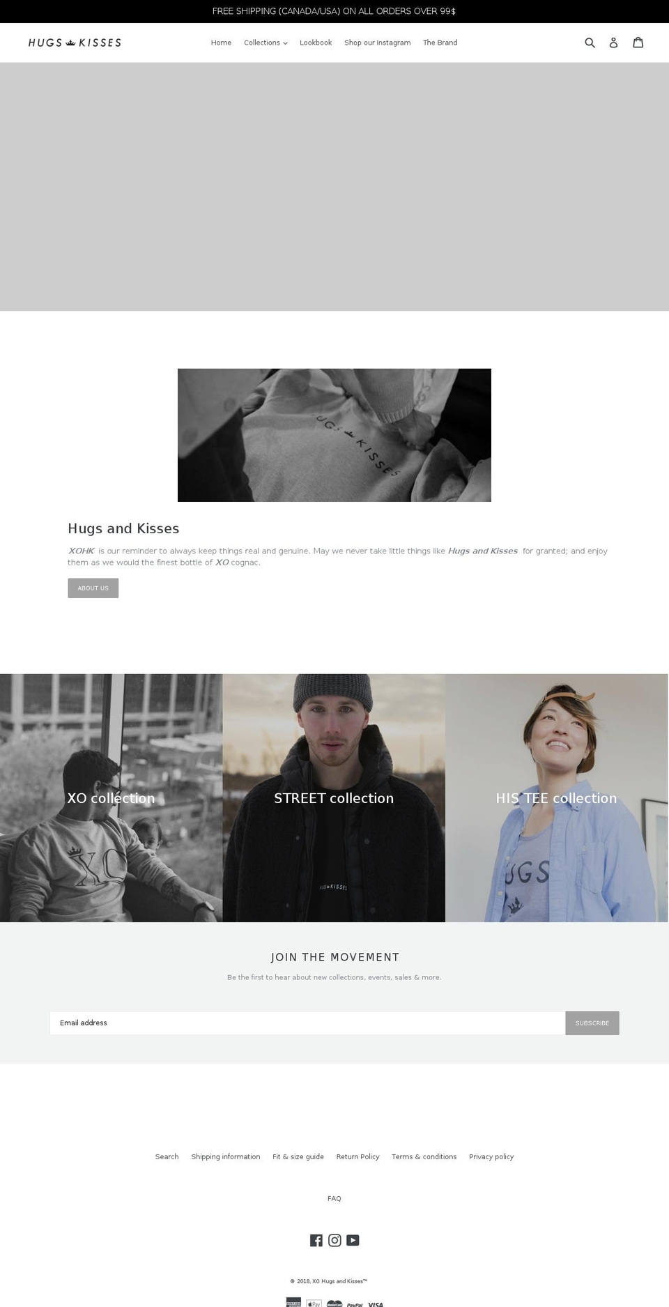 xohugsandkisses.com — Shopify storefront screenshot