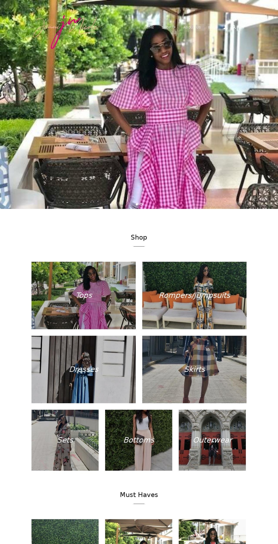xojenninicole.com shopify website screenshot