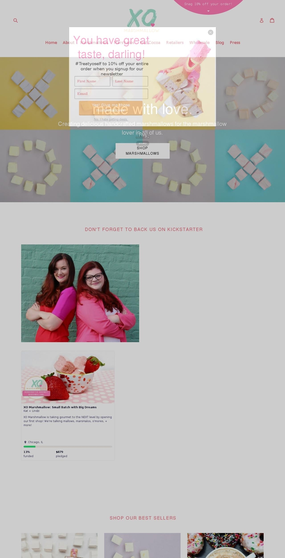 xomarshmallow.com shopify website screenshot