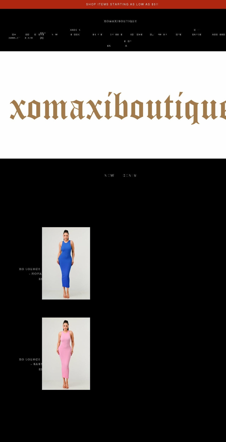 xomaxiboutique.com shopify website screenshot