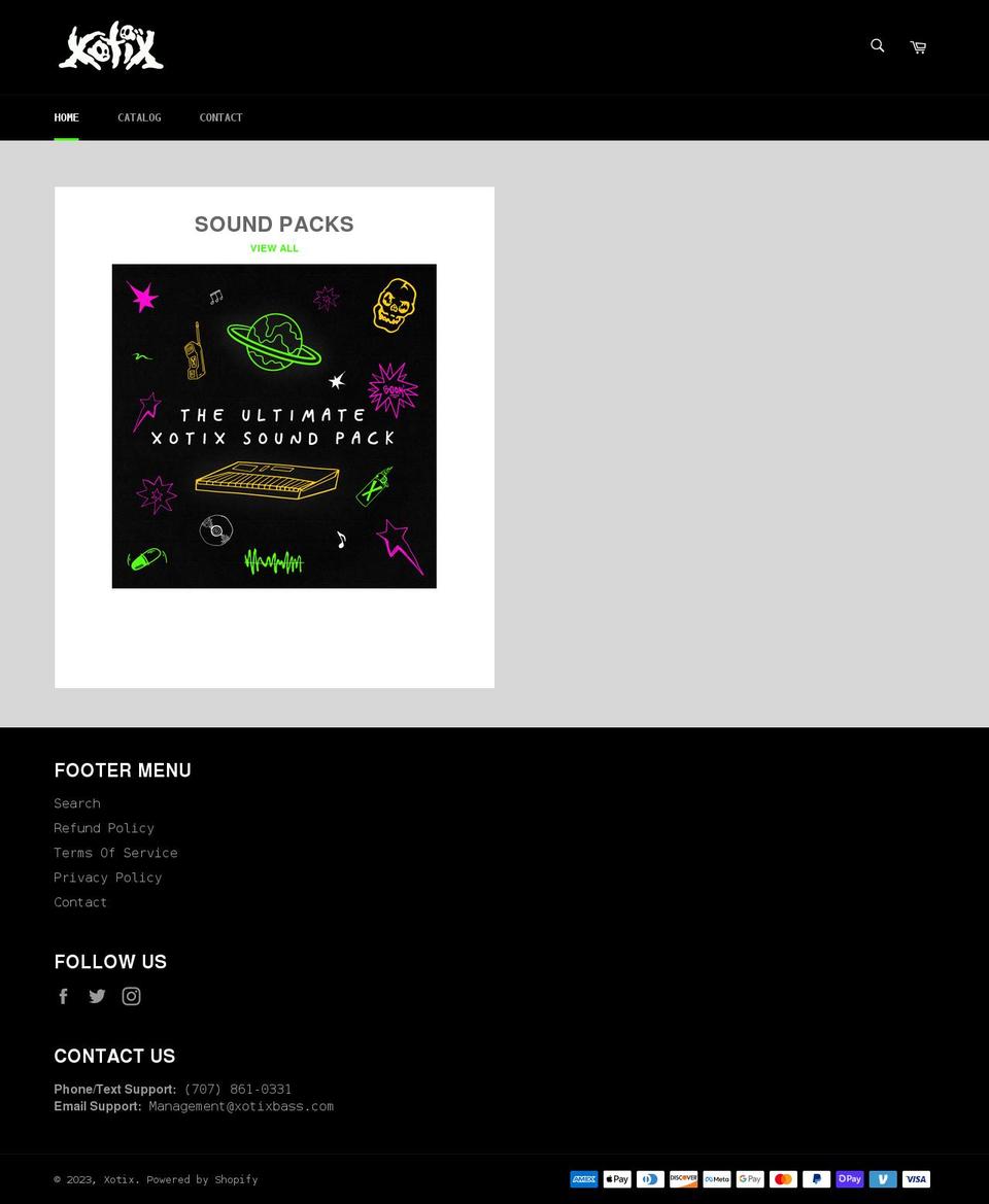xotixbass.com shopify website screenshot