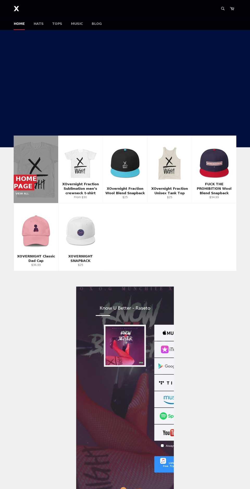 xovernight.com — Shopify storefront screenshot