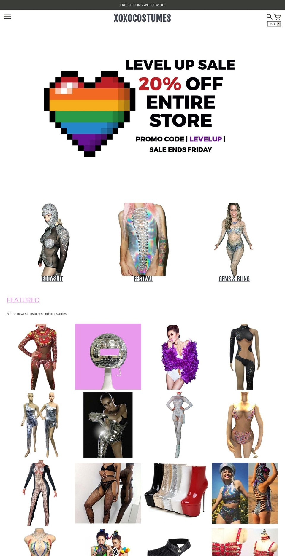 xoxocostumes.com — Shopify storefront screenshot