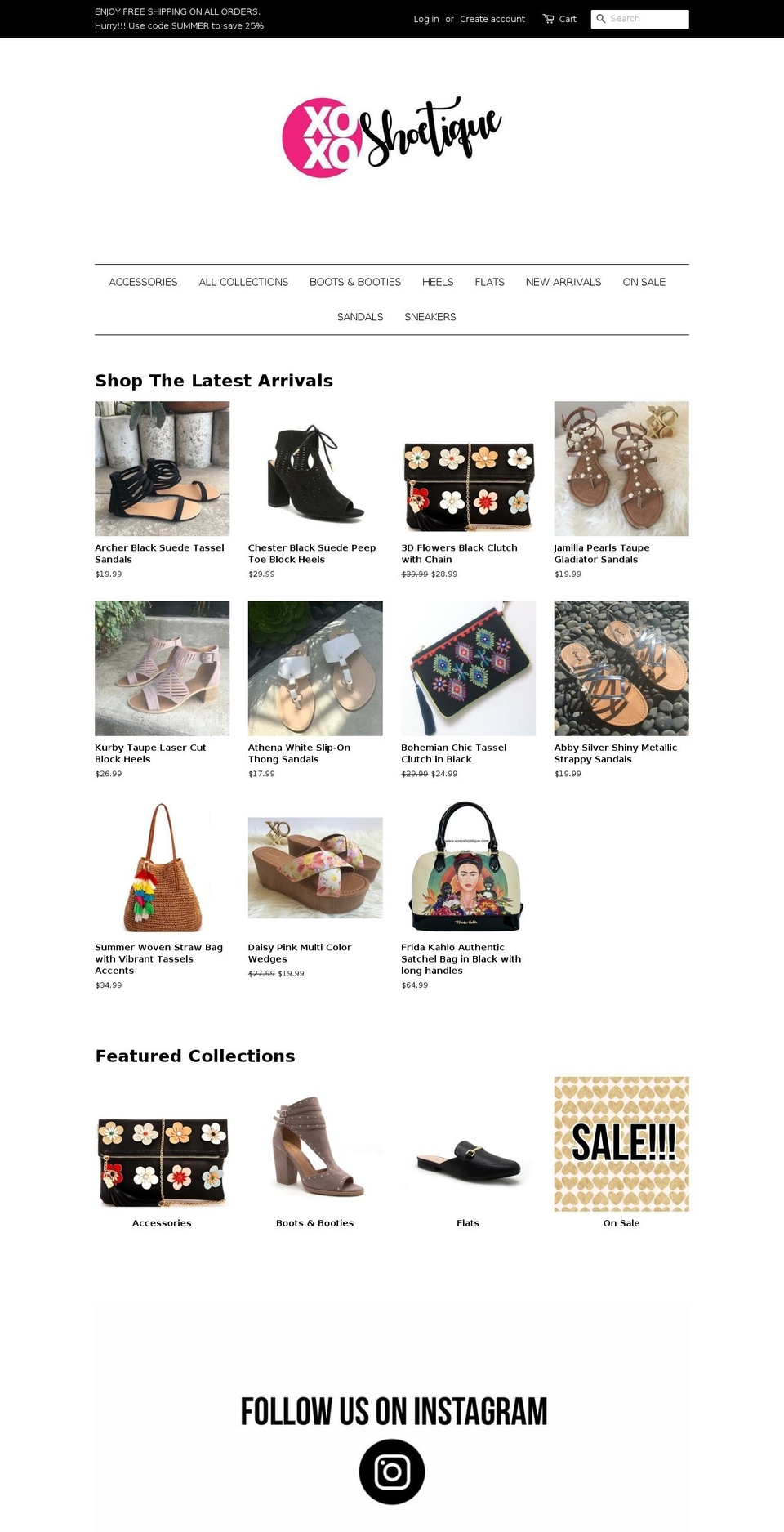 xoxoshoetique.com — Shopify storefront screenshot