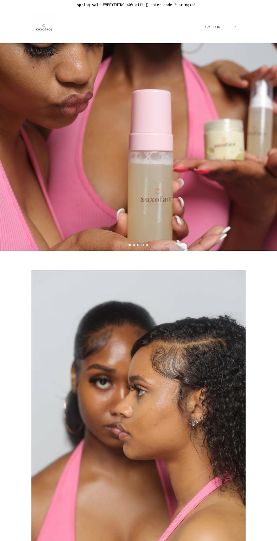 xoxoskinshop.com shopify website screenshot