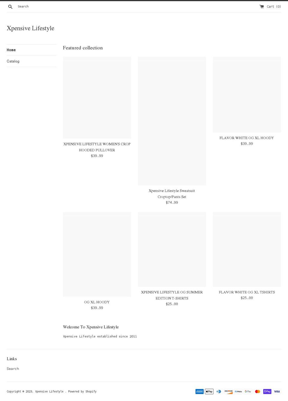 xpensivelifestyle.com shopify website screenshot