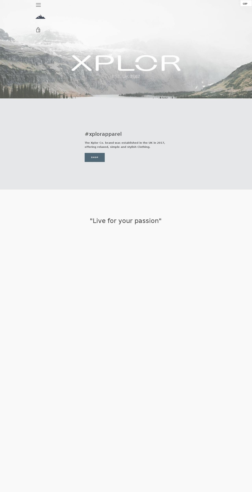 xplorapparel.com — Shopify storefront screenshot