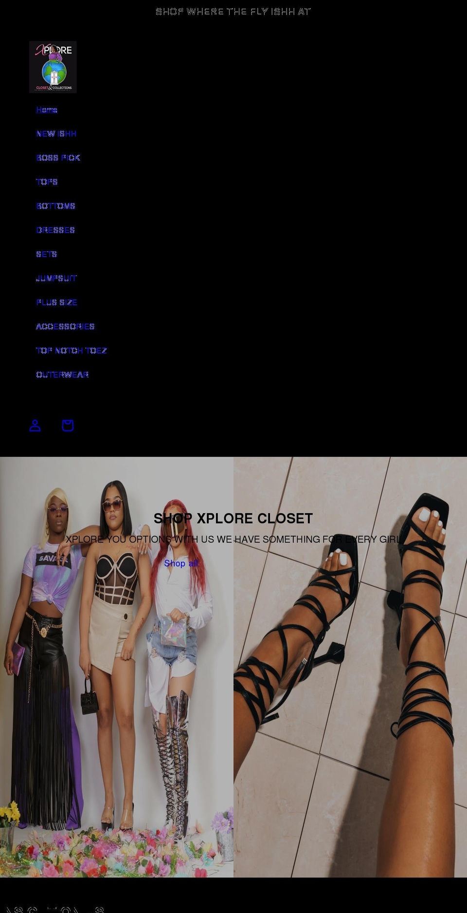 xploreclosetcollection.com shopify website screenshot