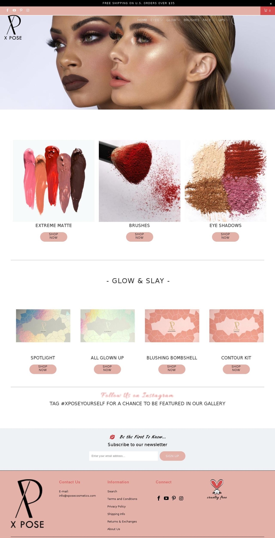 xposecosmetics.com shopify website screenshot