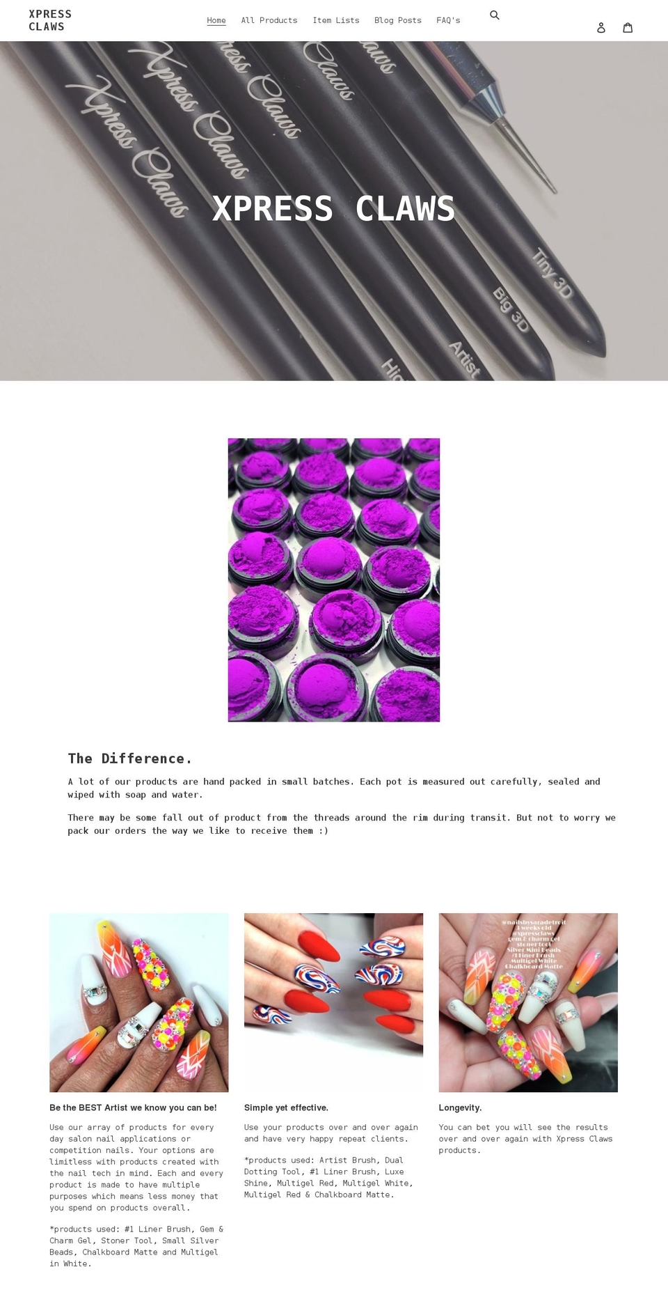 xpressclaws.com shopify website screenshot