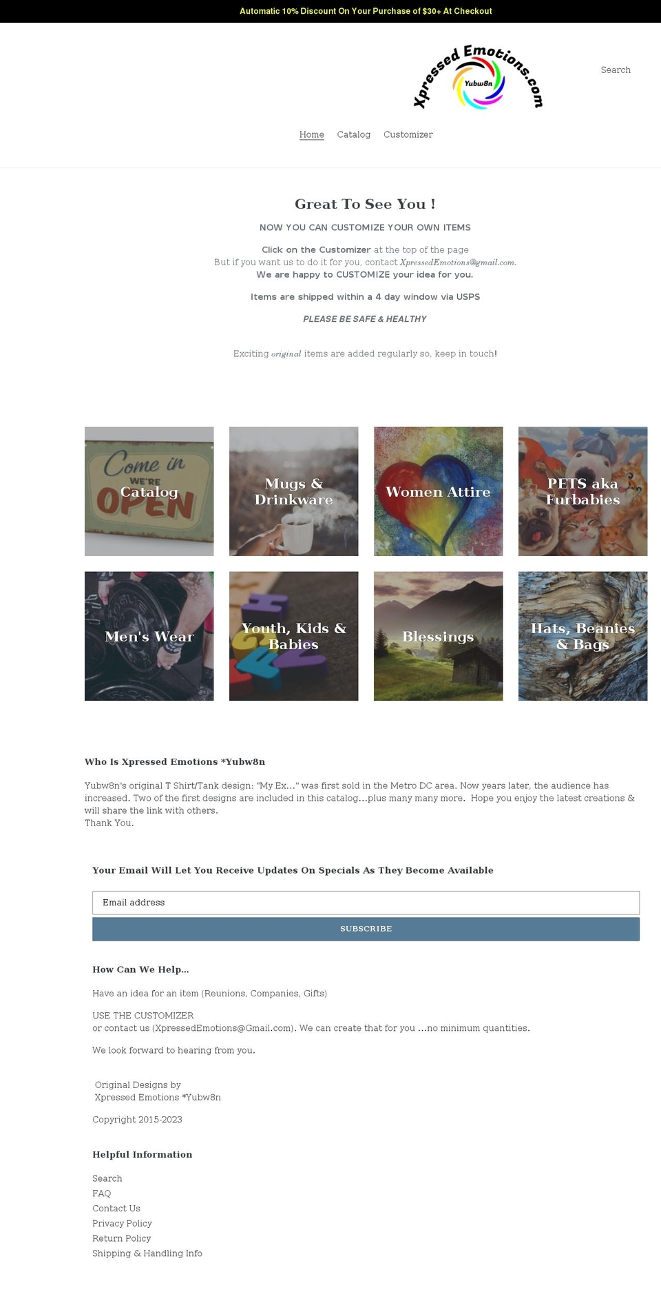 xpressedemotions.com shopify website screenshot