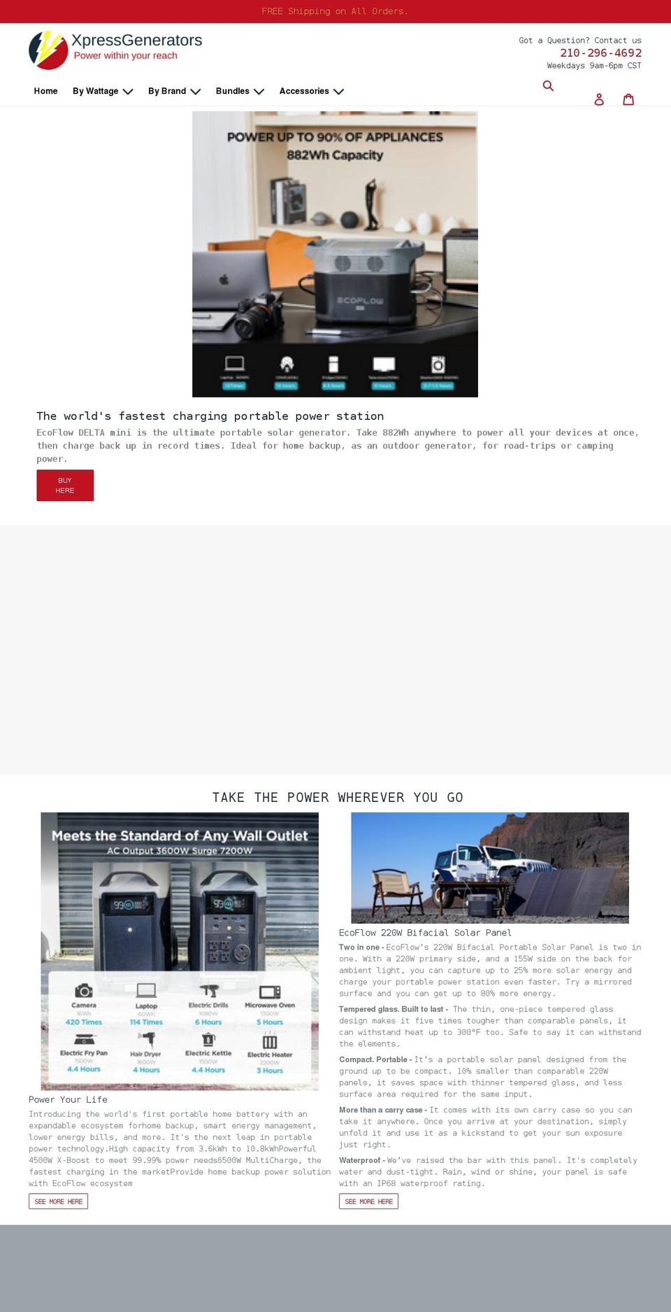 xpressgenerators.com shopify website screenshot