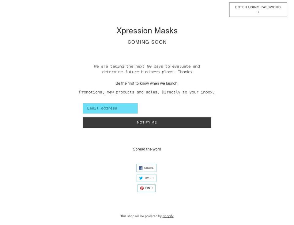 xpressionmasks.com shopify website screenshot