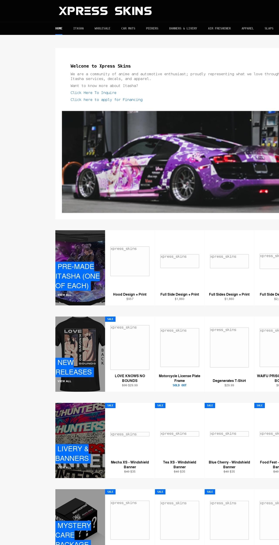 xpressskins.com shopify website screenshot