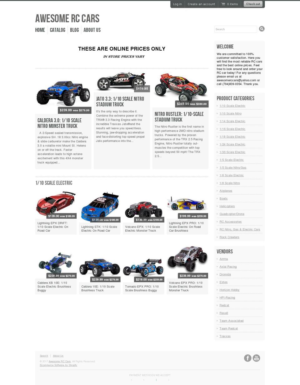 Radiance Shopify theme site example xrccars.com